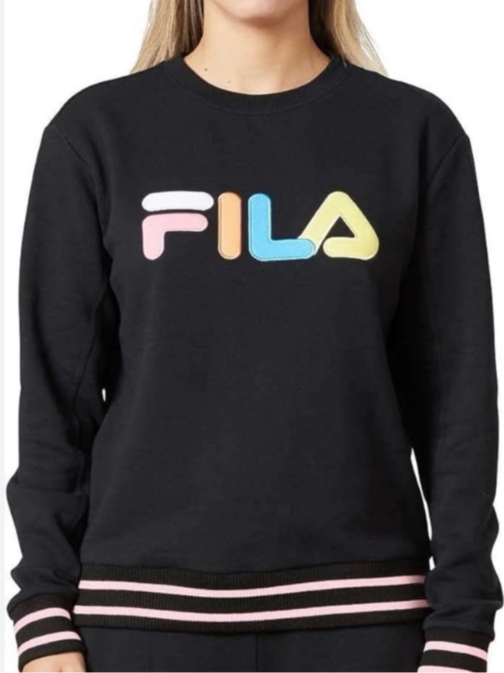 FILA Black Sweatshirt with Pastel Multicolor Logo